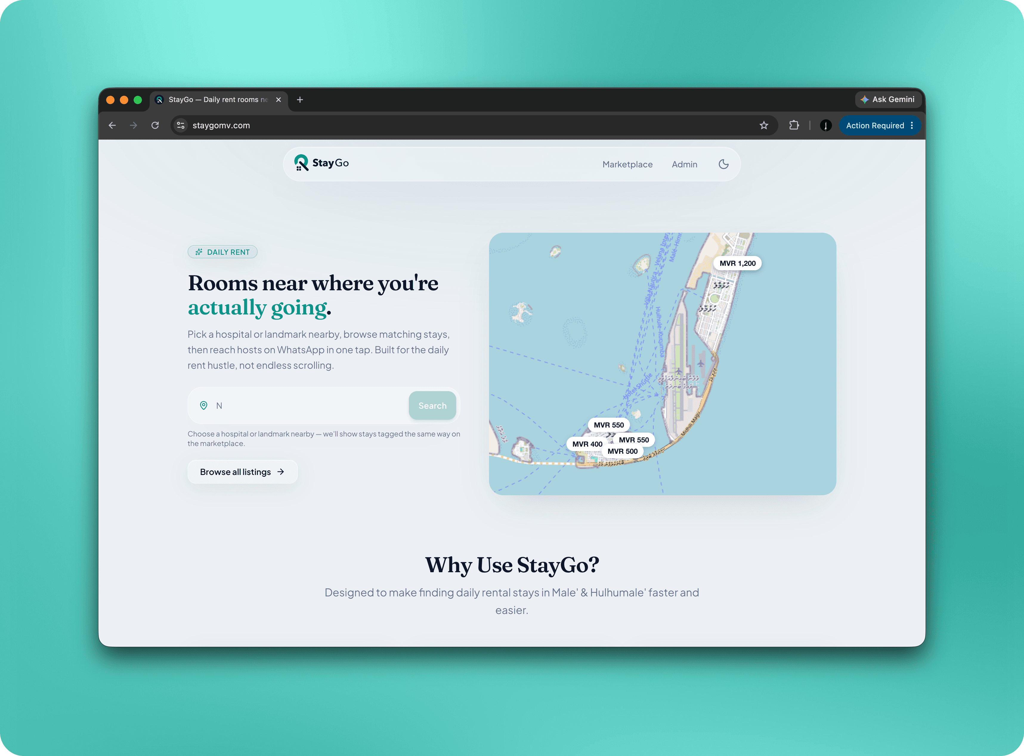 StayGo vendor portal — room matrix and booking management